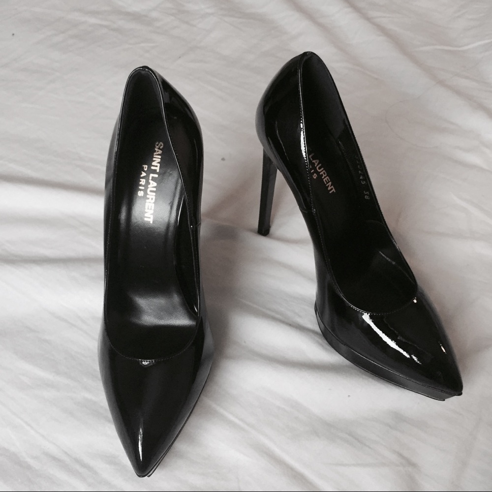 Saint Laurent Black Patent Leather Plaform Pumps - Picture 5 of 7